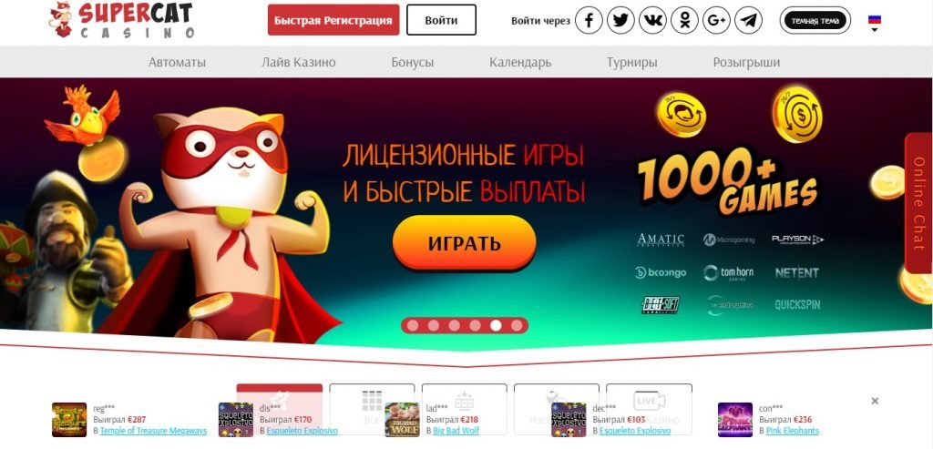 Обзор онлайн казино SuperCat Casino