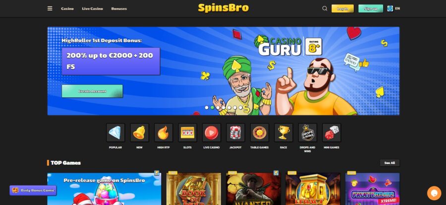 Обзор казино SpinsBro